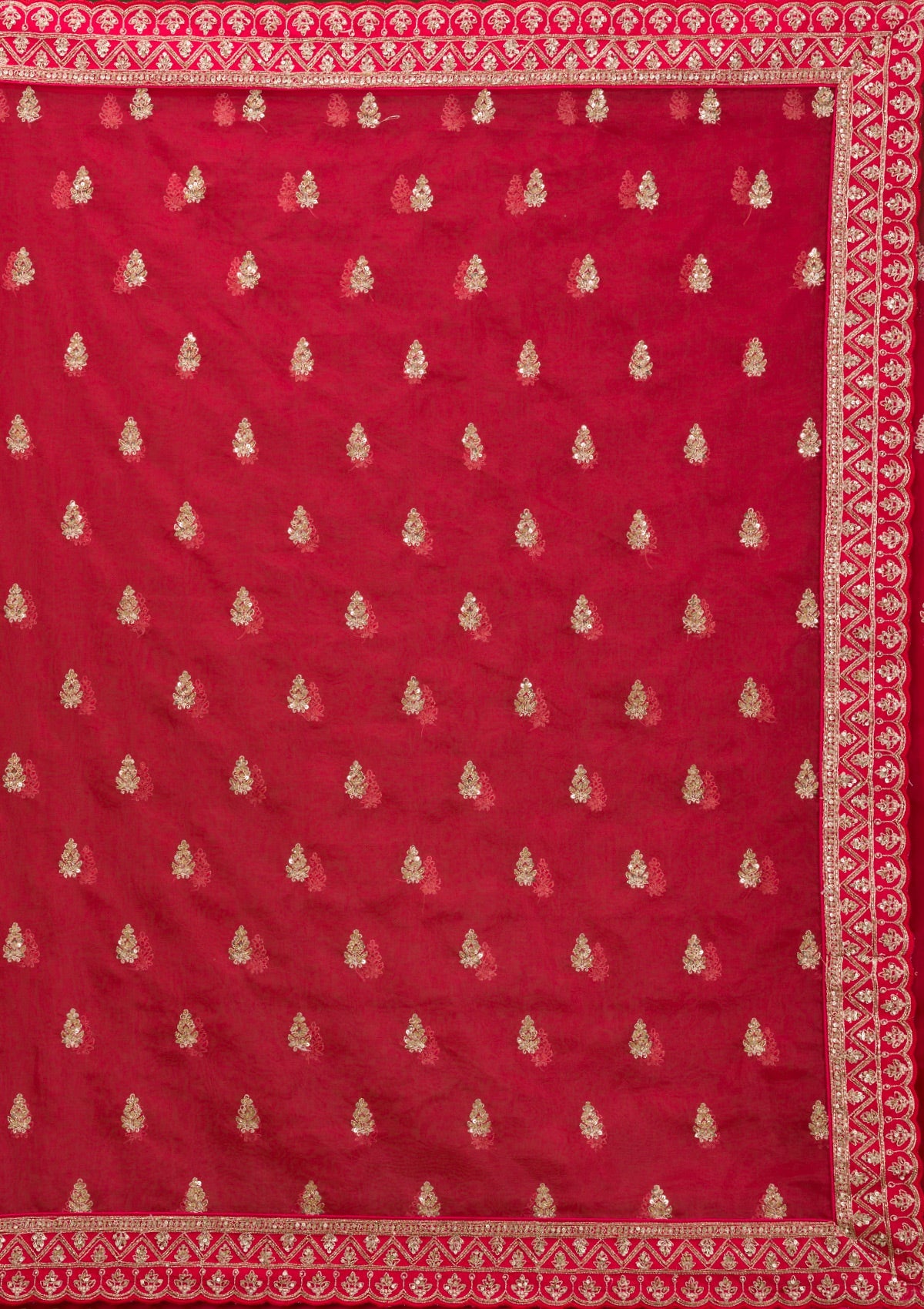 Red Zardosi Raw Silk Readymade Lehenga