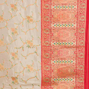 Beige Zariwork Banarasi Silk Saree