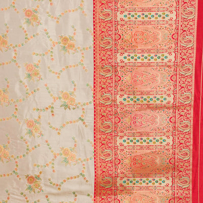 Beige Zariwork Banarasi Silk Saree