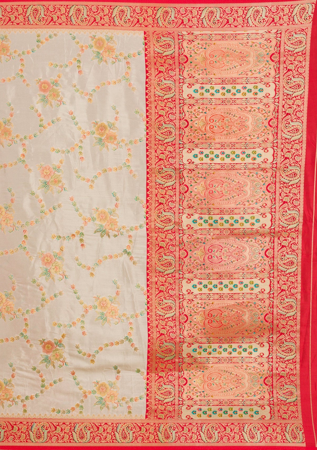 Beige Zariwork Banarasi Silk Saree