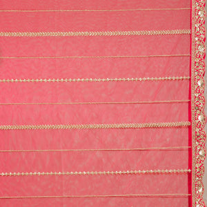 Red Zariwork Raw Silk Readymade Lehenga