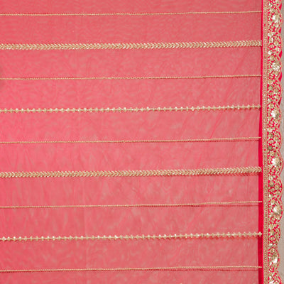 Red Zariwork Raw Silk Readymade Lehenga