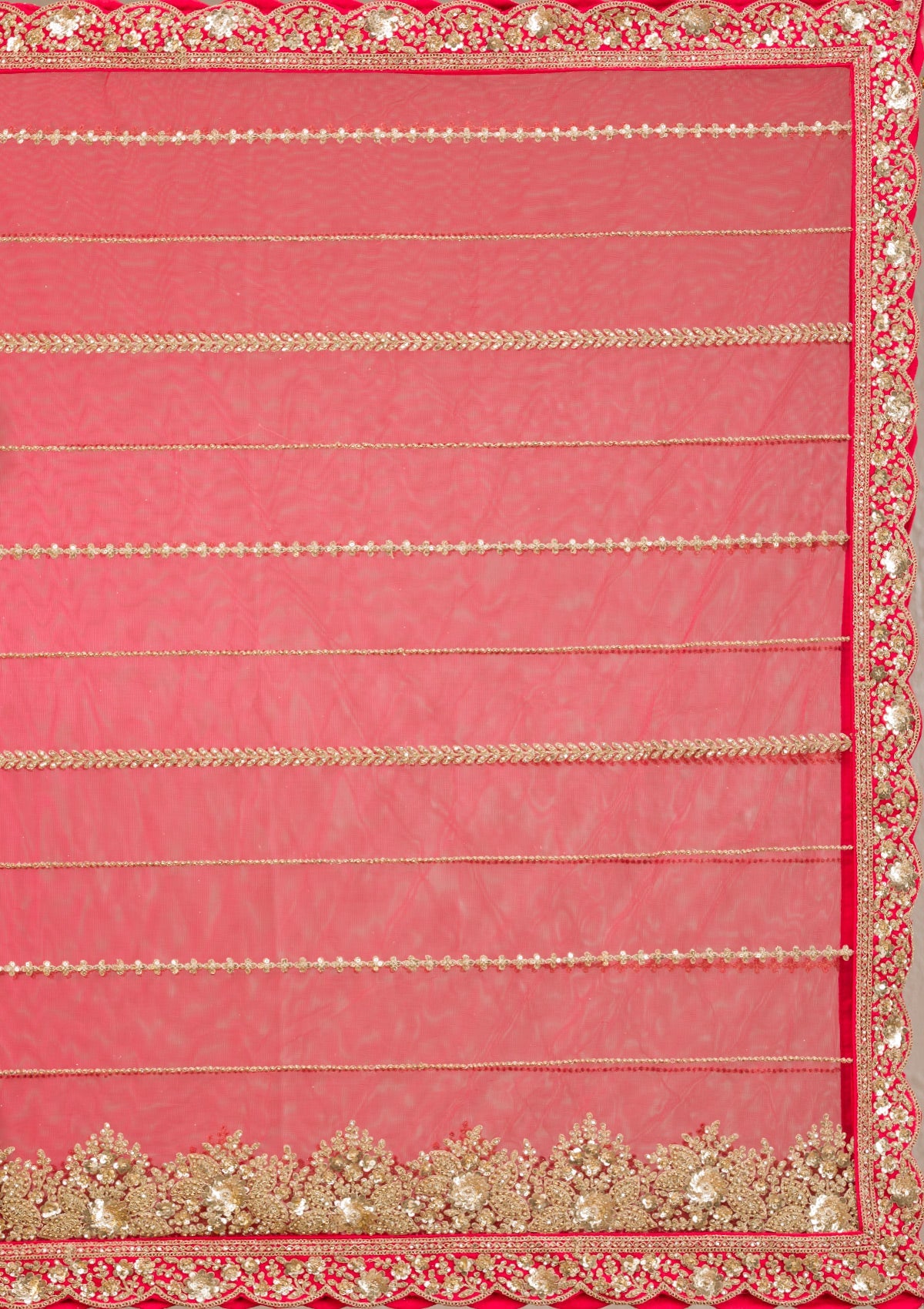 Red Zariwork Raw Silk Readymade Lehenga