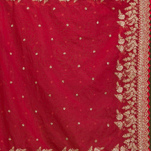 Red Zariwork Raw Silk Readymade Lehenga