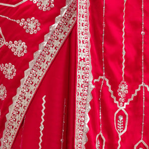 Red Zariwork Satin Saree