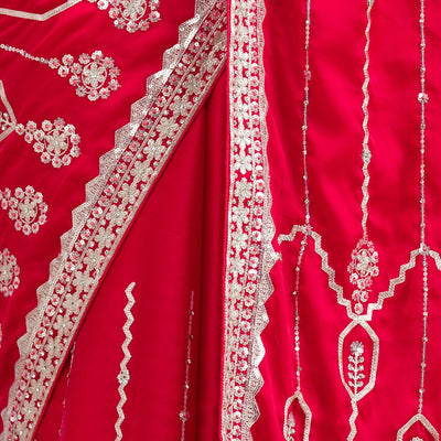 Red Zariwork Satin Saree