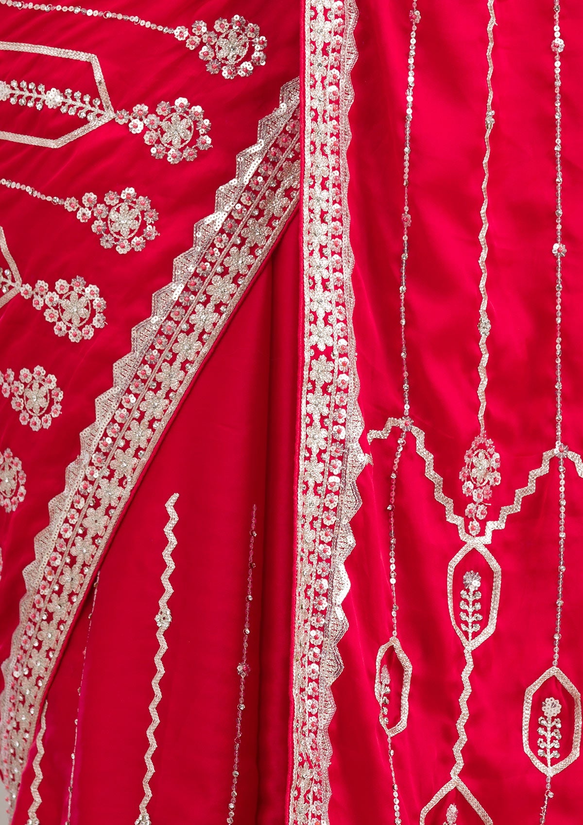 Red Zariwork Satin Saree