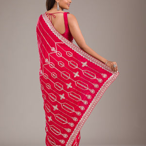Red Zariwork Satin Saree