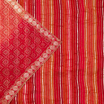Red Zariwork Semi Crepe Unstitched Salwar Suit