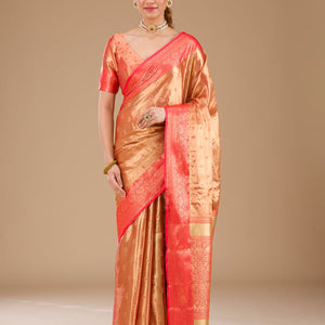 Red Zariwork Tissue Saree