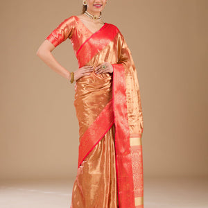 Red Zariwork Tissue Saree