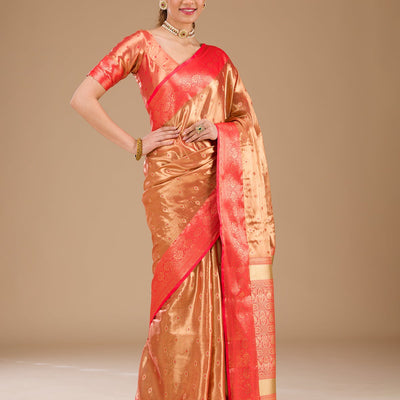 Red Zariwork Tissue Saree