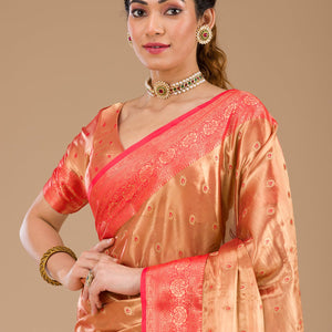 Red Zariwork Tissue Saree