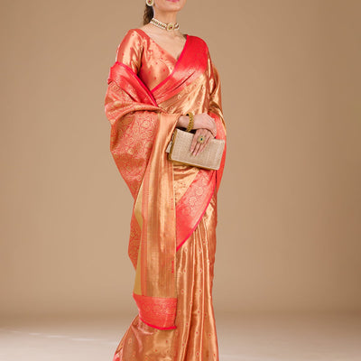 Red Zariwork Tissue Saree