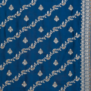 Royal Blue Threadwork Satin Saree
