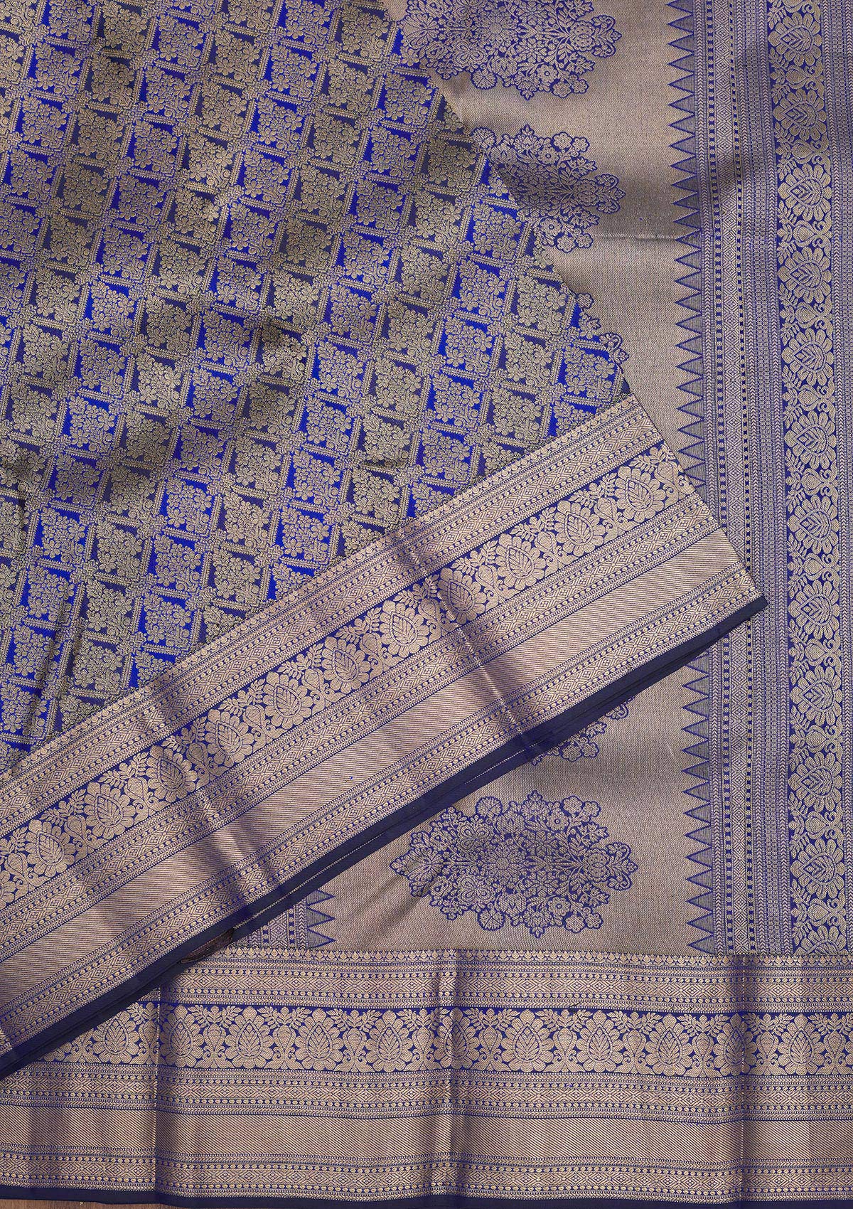 Royal Blue Zariwork Pure Silk Saree