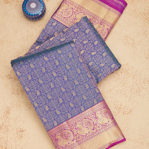 Royal Blue Zariwork Pure Silk Saree