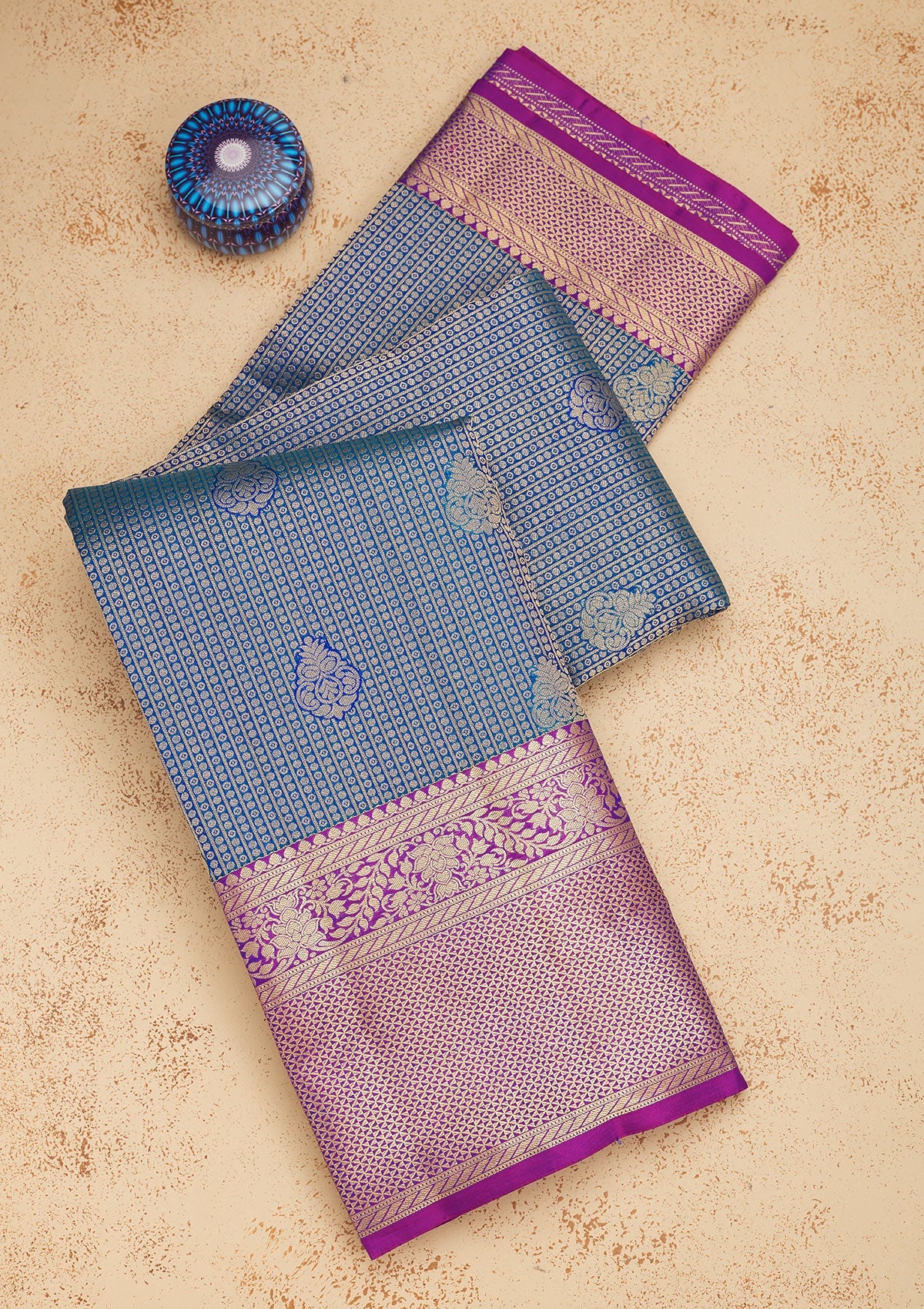 Royal Blue Zariwork Pure Silk Saree