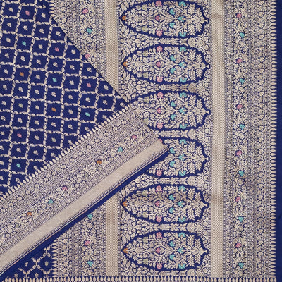 Royal Blue Zariwork Pure Silk Saree
