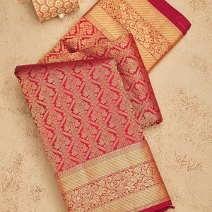 Rust Zariwork Pure Silk Saree
