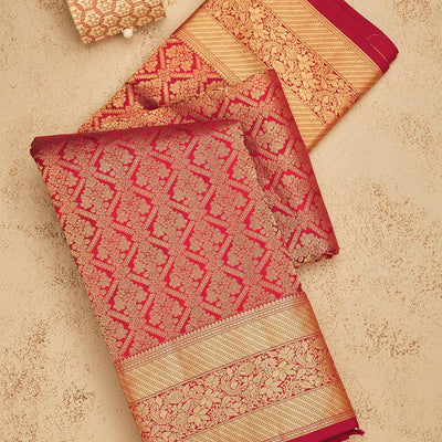Rust Zariwork Pure Silk Saree