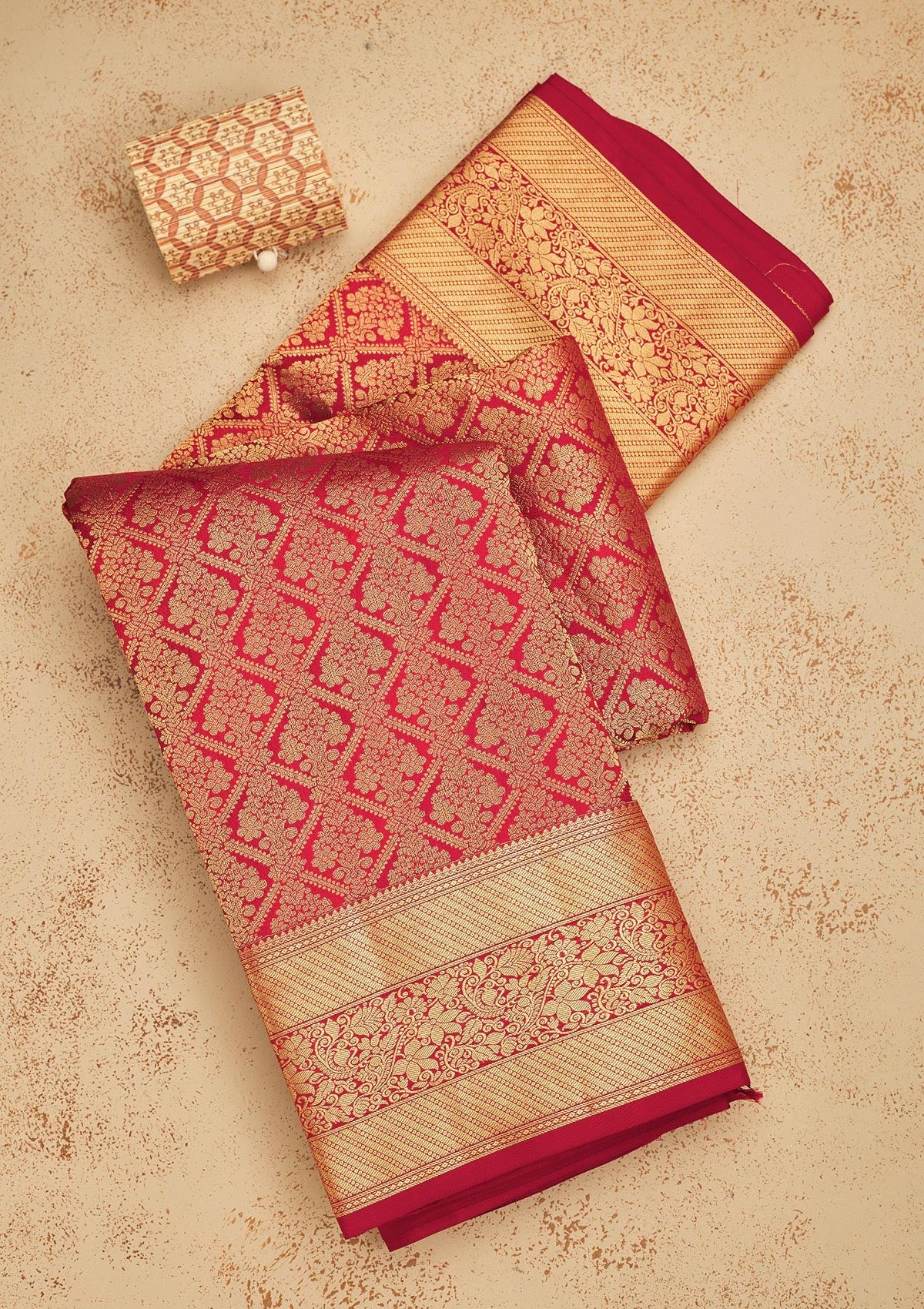 Rust Zariwork Pure Silk Saree