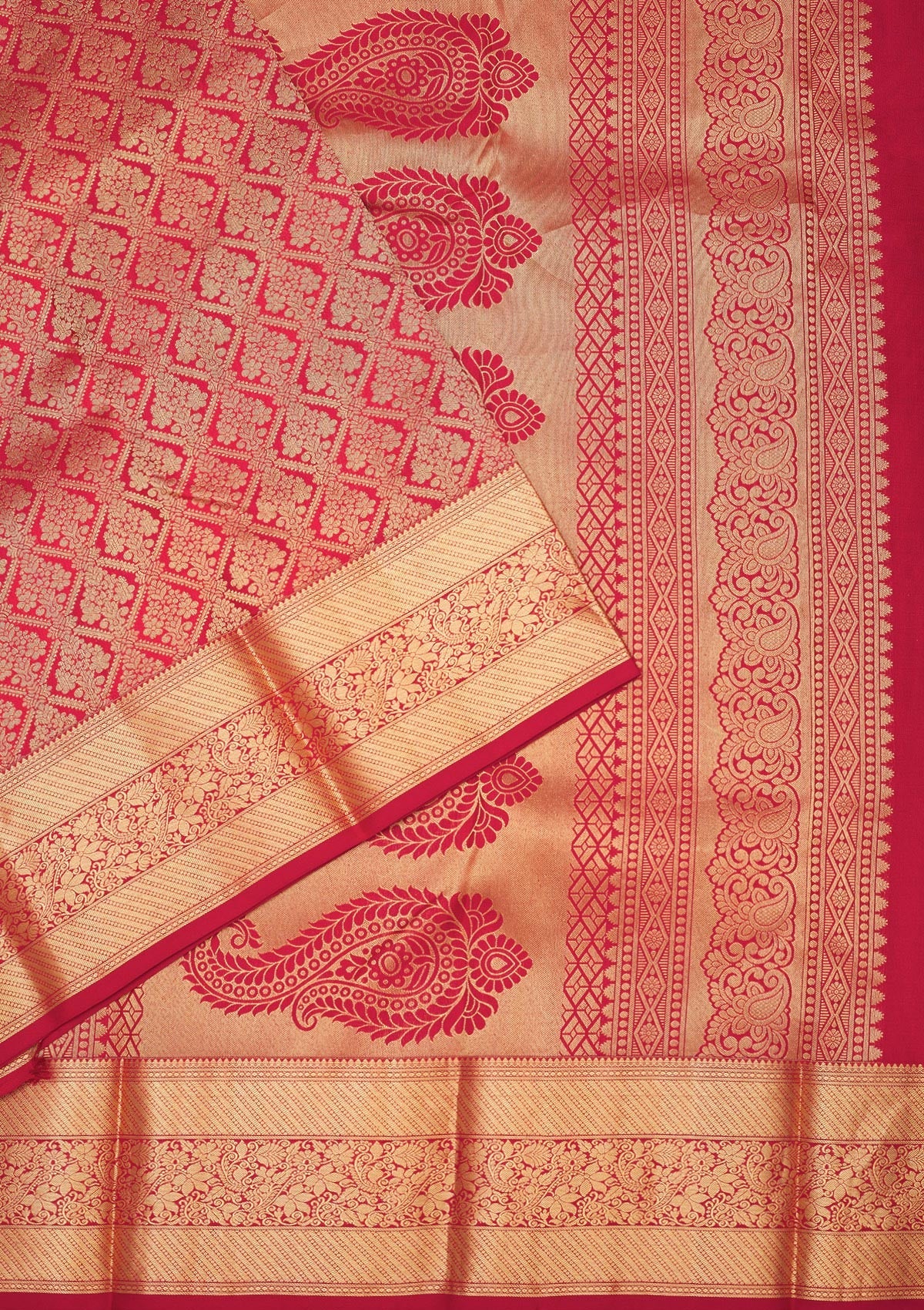 Rust Zariwork Pure Silk Saree
