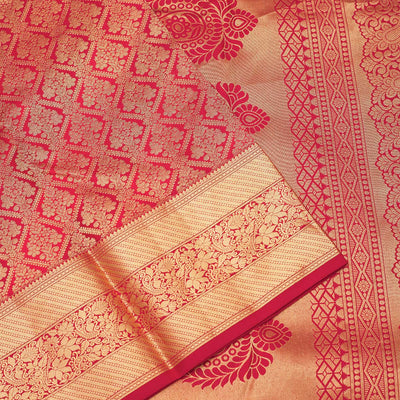 Rust Zariwork Pure Silk Saree