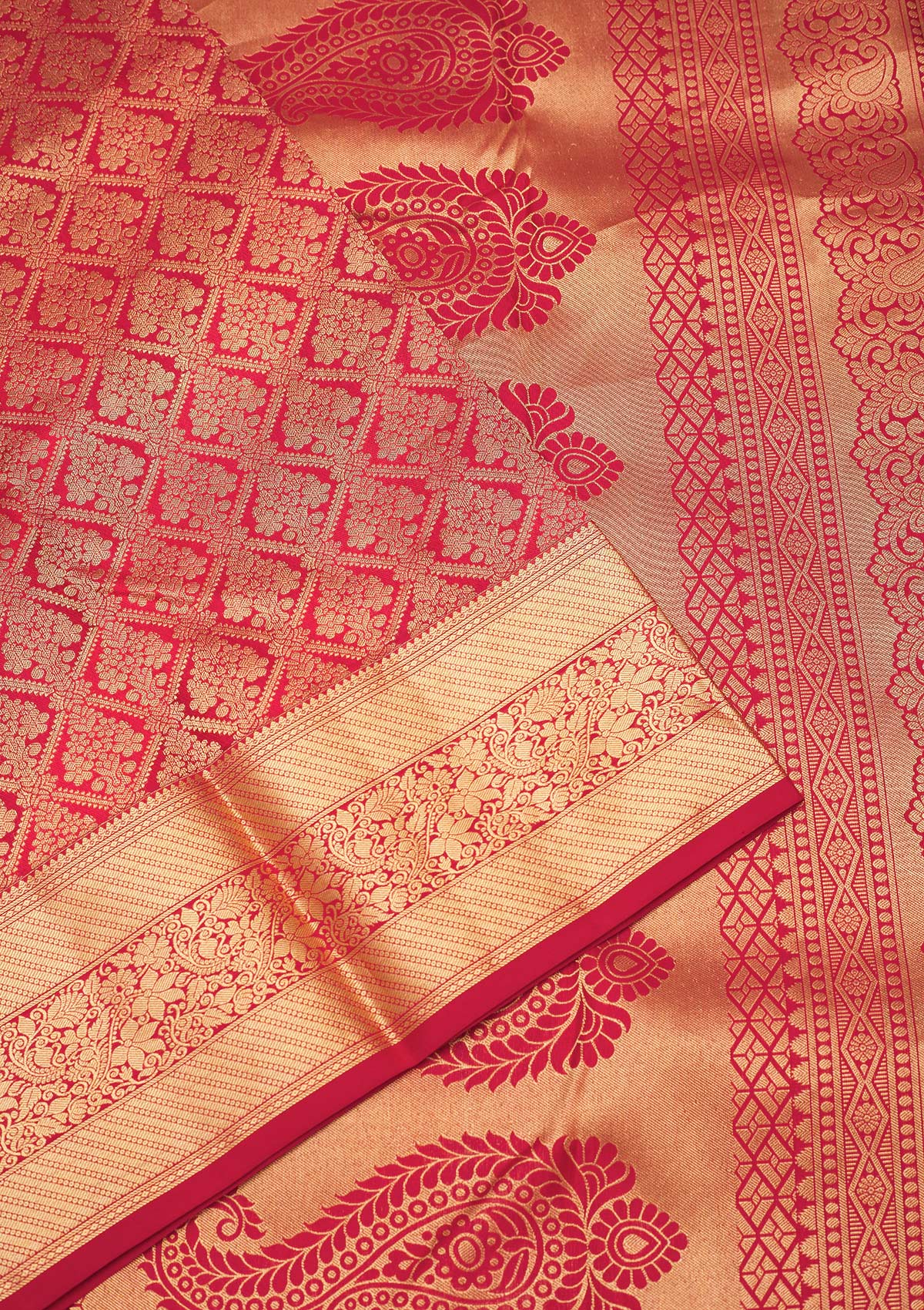 Rust Zariwork Pure Silk Saree