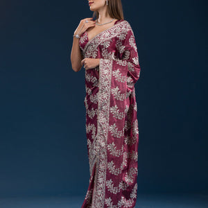 Rust Zariwork Tissue Saree