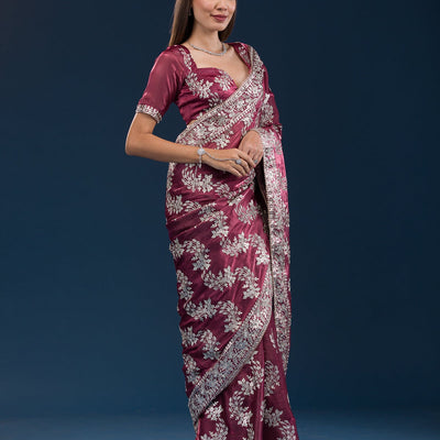 Rust Zariwork Tissue Saree