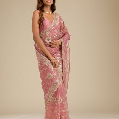 Rust Zariwork Tissue Saree