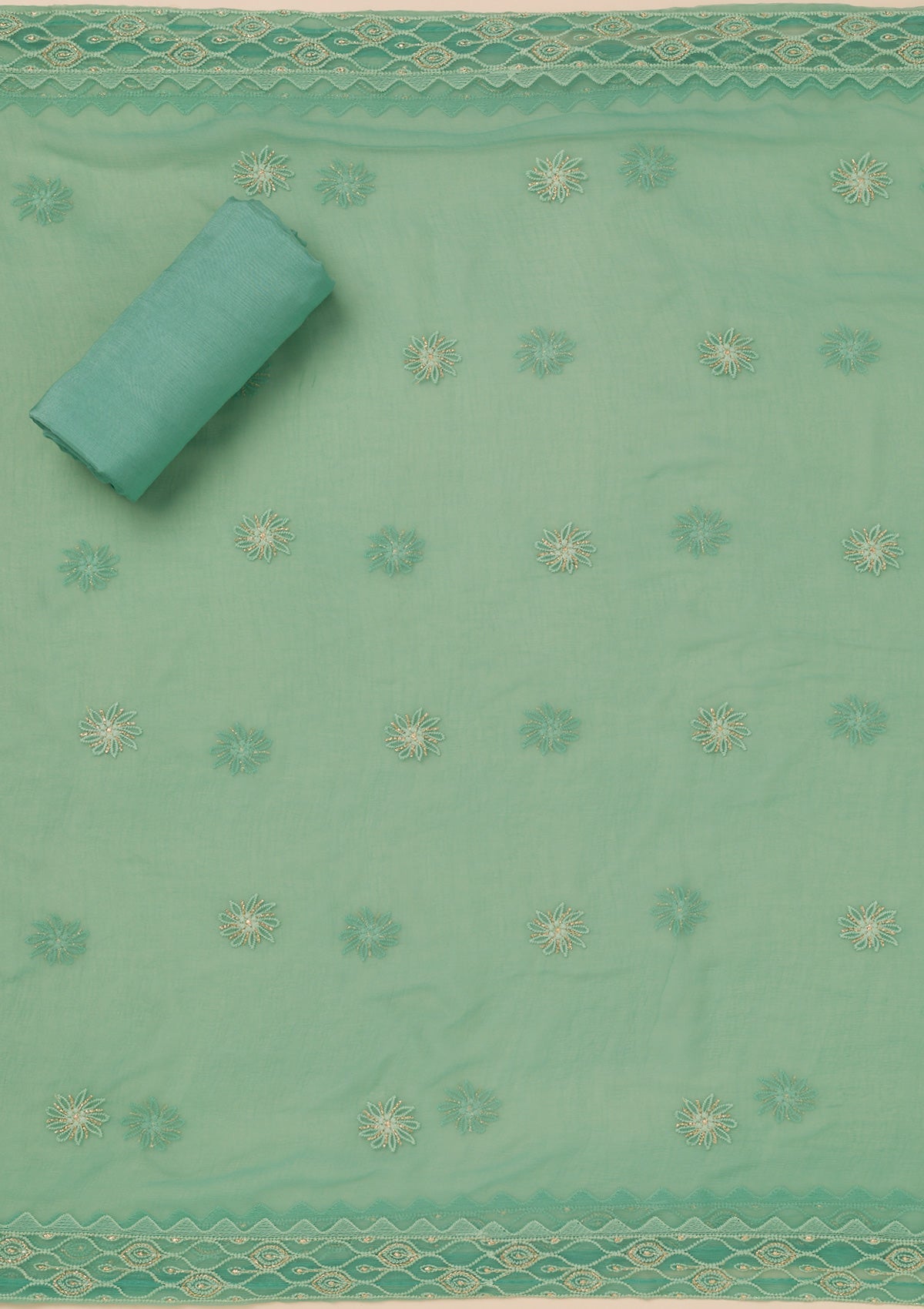 Sea Green Chikankari Georgette Unstitched Salwar Suit
