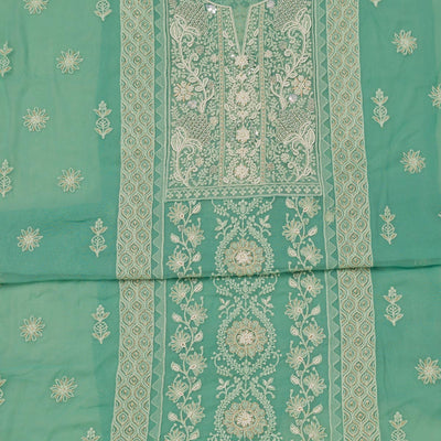 Sea Green Chikankari Georgette Unstitched Salwar Suit