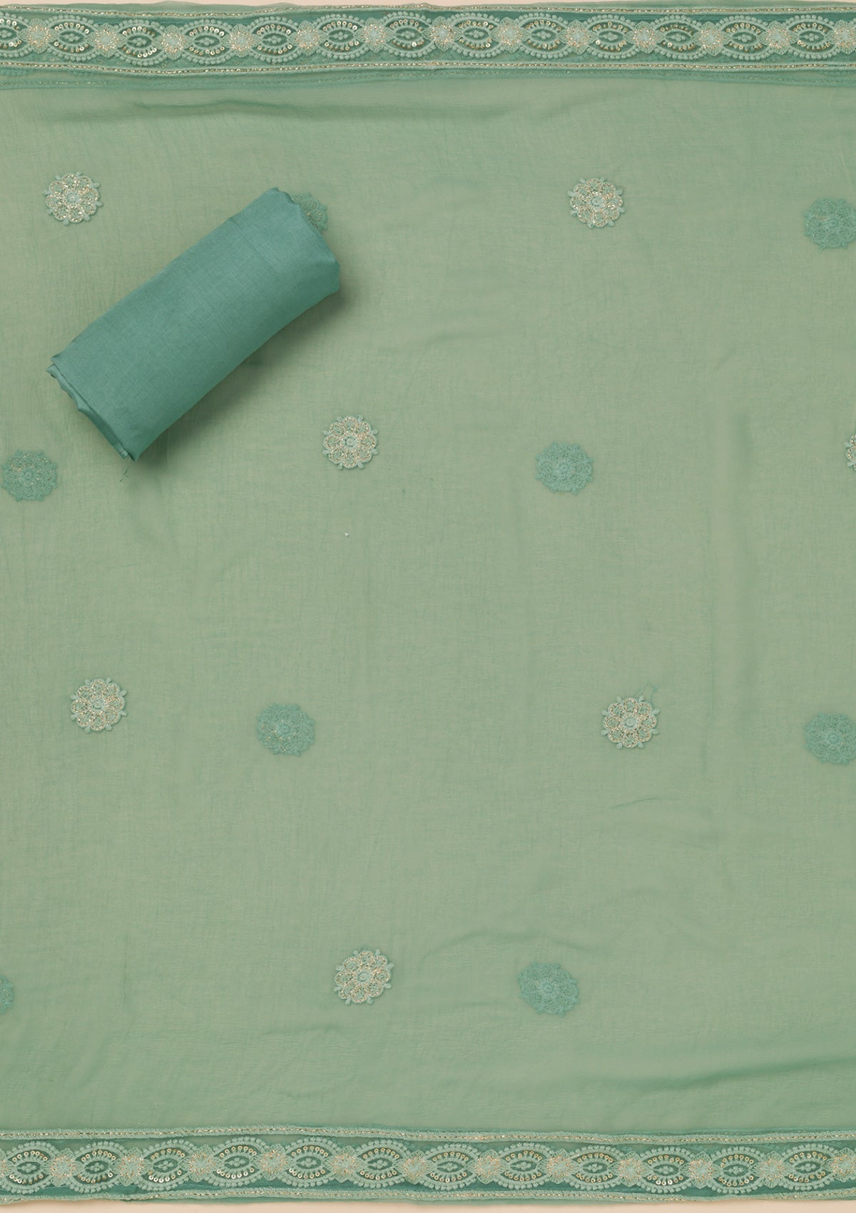 Sea Green Chikankari Georgette Unstitched Salwar Suit