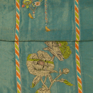 Sea Green Printed Semi Crepe Unstitched Salwar Suit