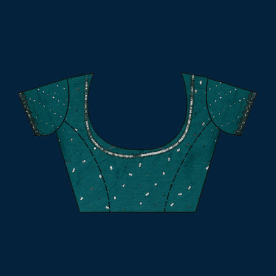 Sea Green Sequins Georgette Saree