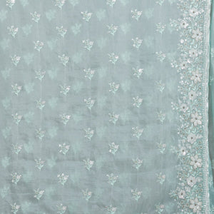Sea Green Sequins Tissue Saree