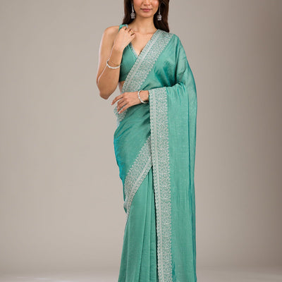 Sea Green Zariwork Soft Silk Saree
