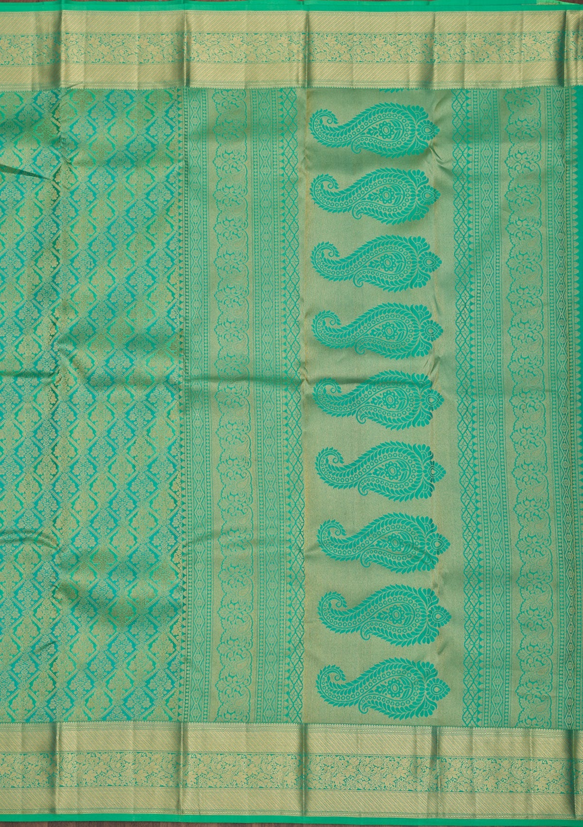 Sea Green Zariwork Pure Silk Saree