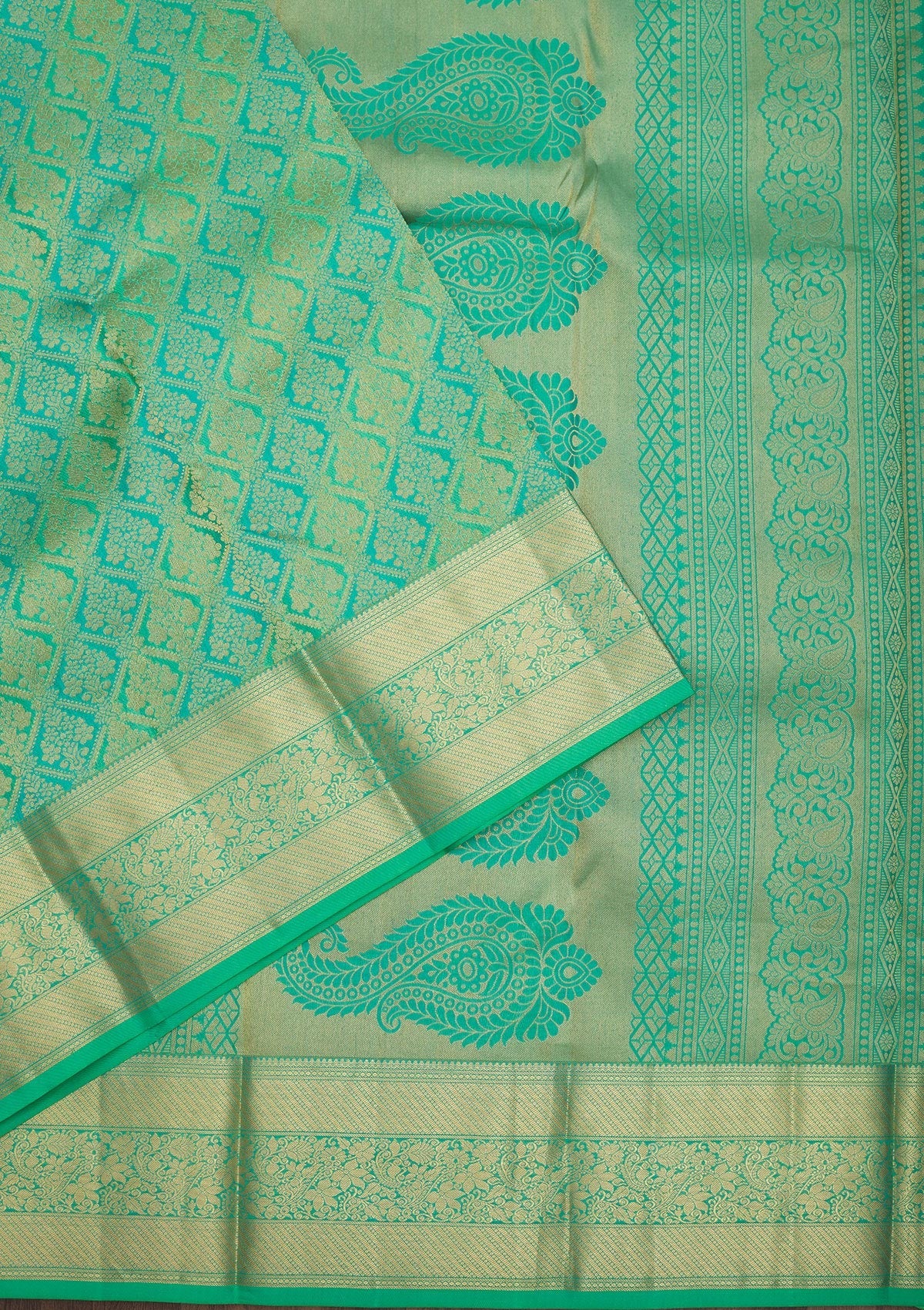 Sea Green Zariwork Pure Silk Saree