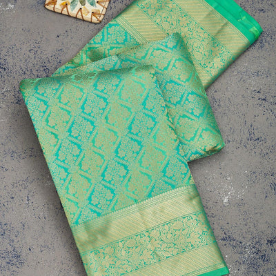 Sea Green Zariwork Pure Silk Saree