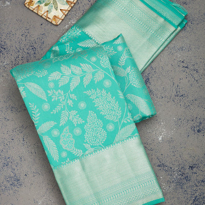 Sea Green Zariwork Pure Silk Saree