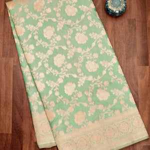 Sea Green Zariwork Pure Silk Saree