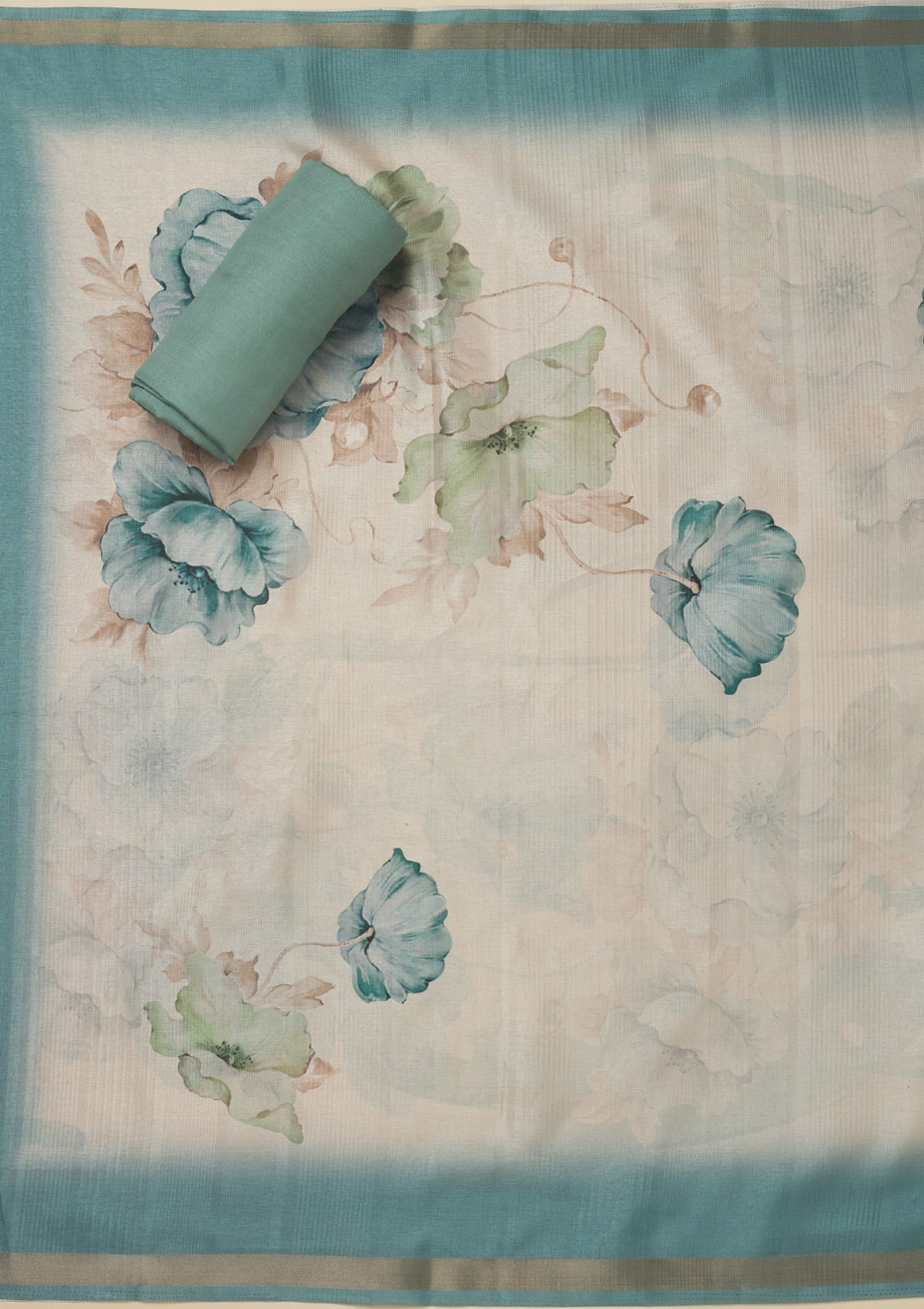 Sea Green Zariwork Raw Silk Unstitched Salwar Suit