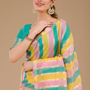 Sea Green Zariwork Tissue Saree