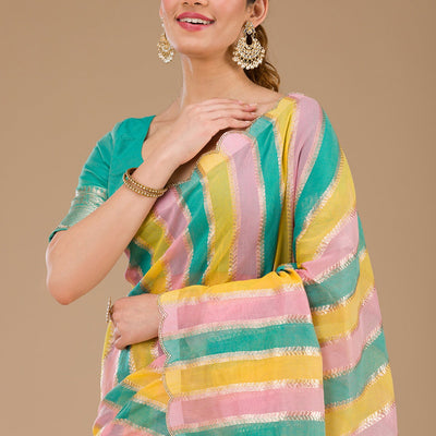 Sea Green Zariwork Tissue Saree