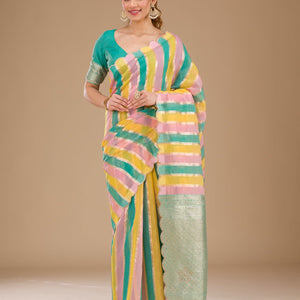 Sea Green Zariwork Tissue Saree