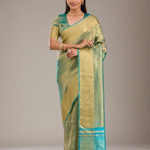 Sea Green Zariwork Tissue Saree