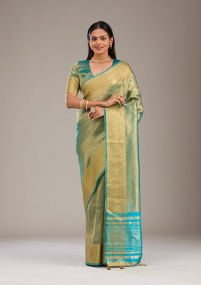 Sea Green Zariwork Tissue Saree